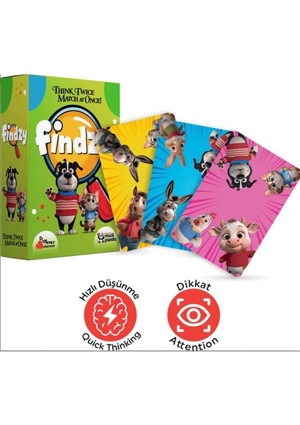 Mücit Panda Playever Findzy, Dikkat Güçlendiren Eğlenceli Kart Oyunu (4-7 Yaş)