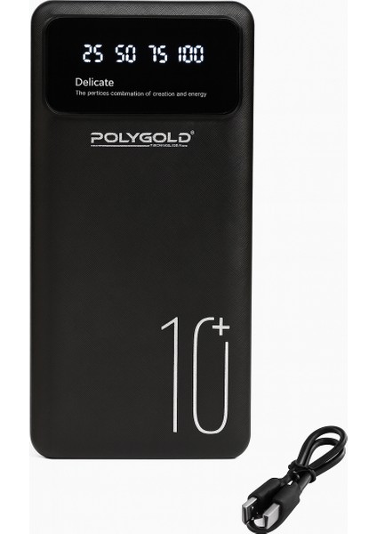 Digimonster | 10.000 Mah Powerbank | Hızlı Şarj | LCD Ekran | Çift USB Çıkış | LED Işıklı | Taşınabilir Şarj Cihazı | 200G