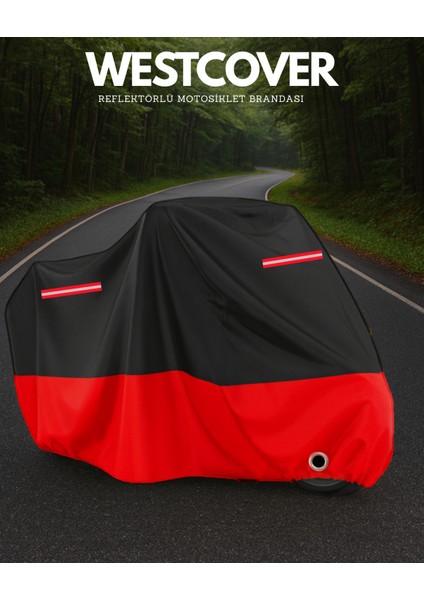 Rks Sniper 50 Pro x Uyumlu (Kırmızı-Siyah) Kırmızı Reflektörlü Motosiklet Brandası Motor Örtüsü