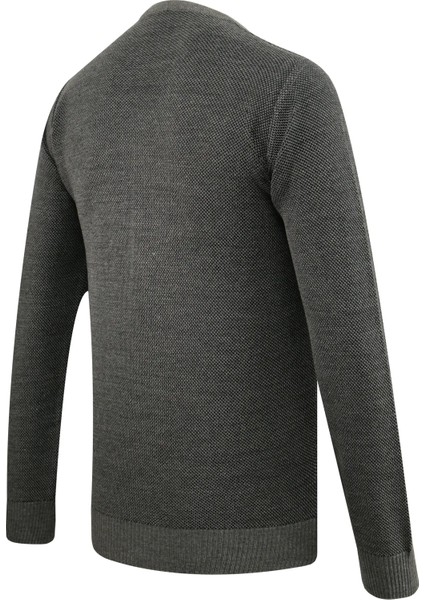 Erkek Sıfır Yaka Kazak Cepli Pike Desen Çelik Örgü Klasik Kalıp - 5214C fırsatları