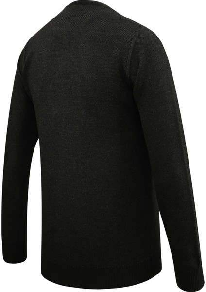 Erkek Sıfır Yaka Kazak Cepli Pike Desen Çelik Örgü Klasik Kalıp - 5214C fırsatları