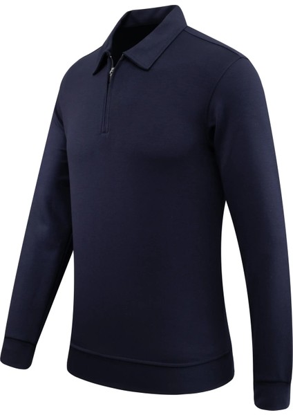 Erkek Polo Yaka Fermuarlı Sweat Düz Renk Klasik Kalıp - 5230F fiyatları