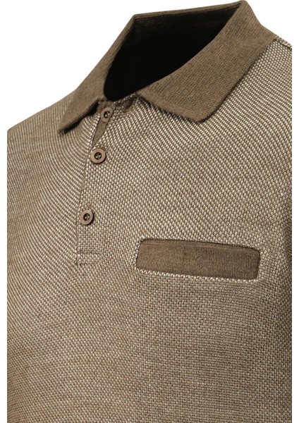 Erkek Polo Yaka Kazak Cepli Pike Desen Çelik Örgü Klasik Kalıp - 5214F modelleri