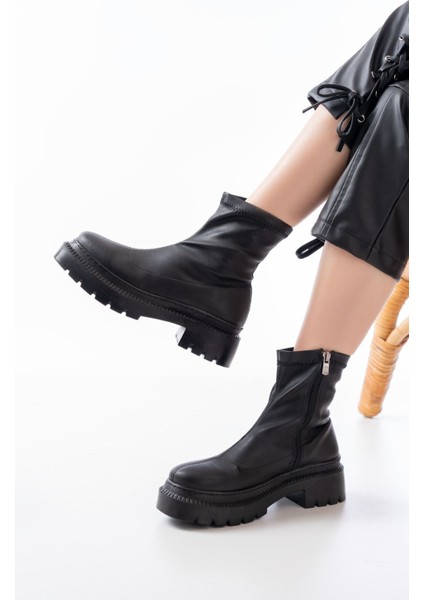 236-2011 Siyah Streç Fermuarlı Günlük Kadın Bot fırsatları