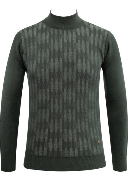 Erkek Yarım Balıkçı Kazak Desenli Çelik Örgü Klasik Kalıp - 5207B