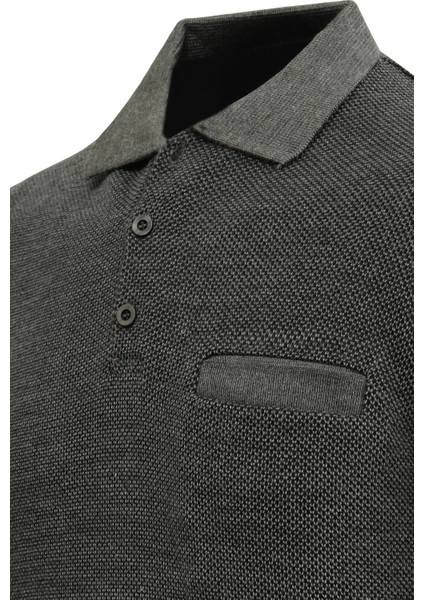 Erkek Polo Yaka Kazak Cepli Pike Desen Çelik Örgü Klasik Kalıp - 5214F modelleri