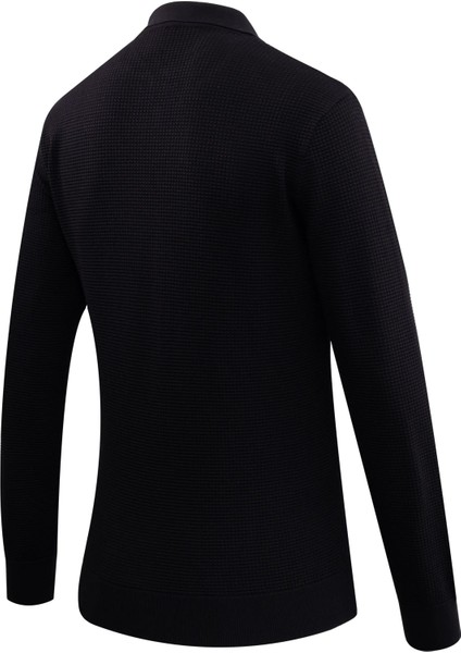 Erkek Fermuarlı Polo Yaka Kazak Triko Kabartmalı Örgü Düz Renk Klasik Kalıp - 5240F fırsatları