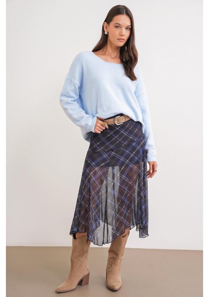 6901 Kadın Yumuşak Dokulu Basic Kazak Bebe Mavi fiyatları