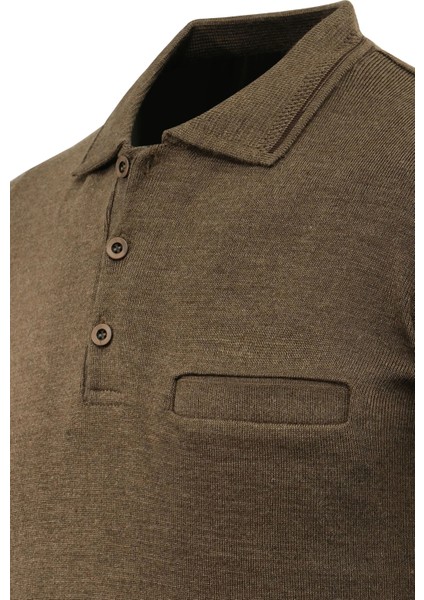 Erkek Polo Yaka Kazak Triko Cepli Çelik Örgü Klasik Kalıp - 5200F modelleri