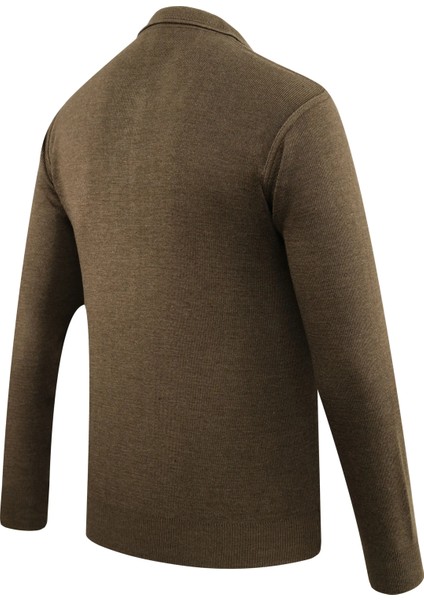 Erkek Polo Yaka Kazak Triko Cepli Çelik Örgü Klasik Kalıp - 5200F fırsatları