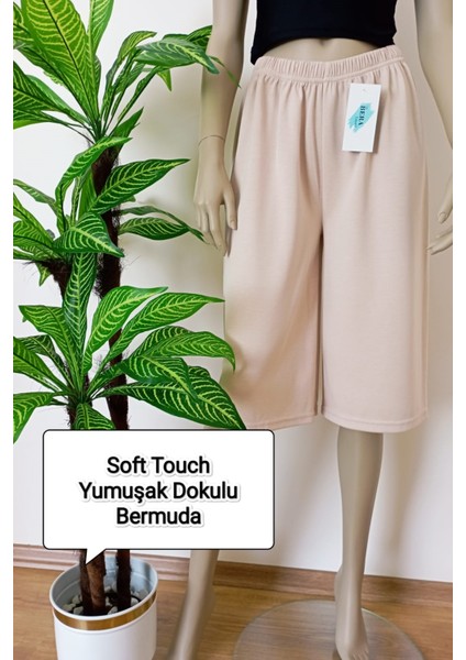 Kadın-Erkek Düz Kesim Yumuşak Dokulu Bol Paçalı Bermuda Alt