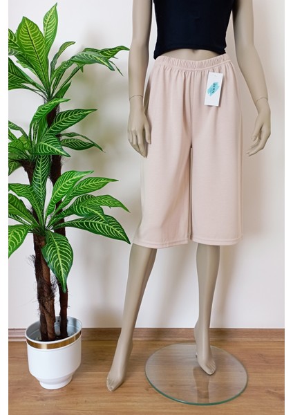 Kadın-Erkek Düz Kesim Yumuşak Dokulu Bol Paçalı Bermuda Alt modelleri