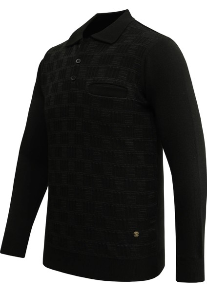 Erkek Polo Yaka Kazak Cepli Kabarmalı Çelik Örgü Klasik Kalıp - 5215F fiyatları