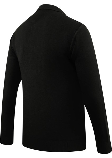 Erkek Polo Yaka Kazak Cepli Kabarmalı Çelik Örgü Klasik Kalıp - 5215F fırsatları