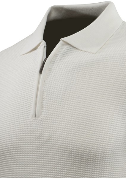 Erkek Fermuarlı Polo Yaka Kazak Triko Kabartmalı Örgü Düz Renk Klasik Kalıp - 5240F modelleri