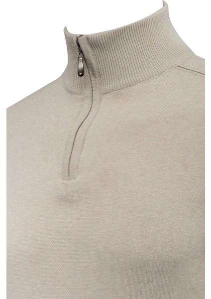 Erkek Fermuarlı Yarım Balıkçı Kazak Triko Düz Renk Klasik Kalıp - 5242B modelleri