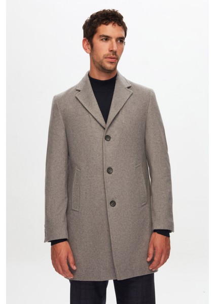 Ds Damat Regular Fit Gri Mono Yaka Kaşe Kaban