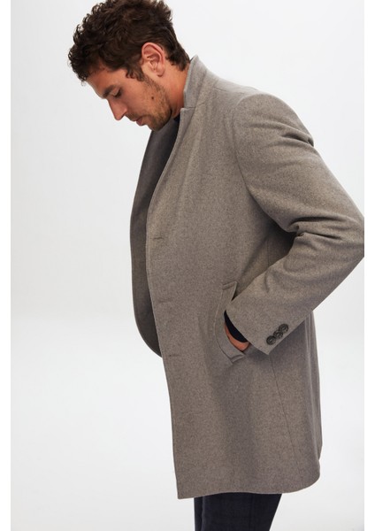 Ds Damat Regular Fit Gri Mono Yaka Kaşe Kaban modelleri