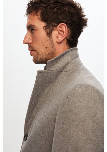 Ds Damat Regular Fit Gri Mono Yaka Kaşe Kaban fırsatları