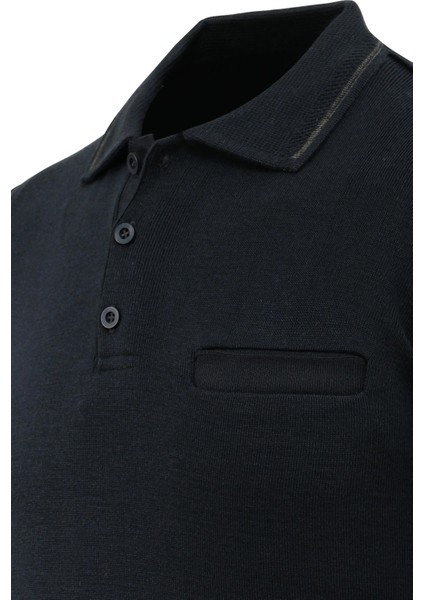 Erkek Polo Yaka Kazak Triko Cepli Çelik Örgü Klasik Kalıp - 5200F modelleri