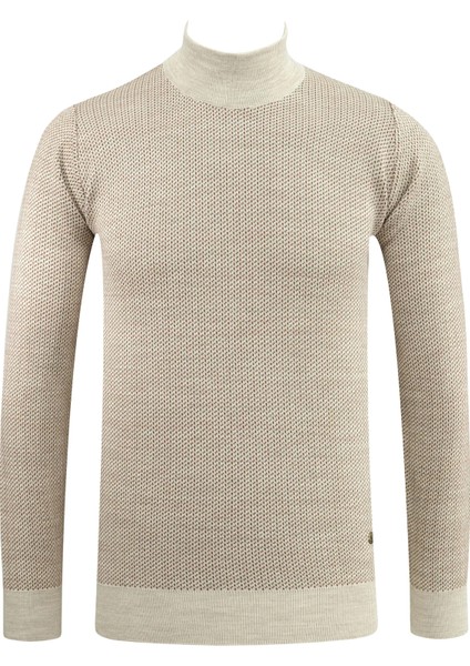 Erkek Yarım Balıkçı Kazak Desenli Çelik Örgü Regular Kalıp - 5206B