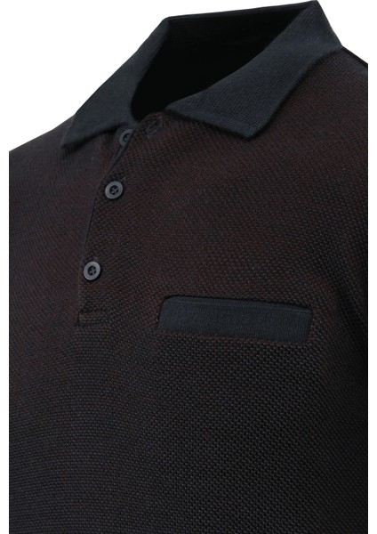 Erkek Polo Yaka Kazak Cepli Pike Desen Çelik Örgü Klasik Kalıp - 5214F modelleri