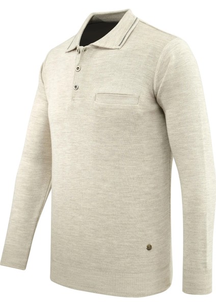 Erkek Polo Yaka Kazak Triko Cepli Çelik Örgü Klasik Kalıp - 5200F fiyatları