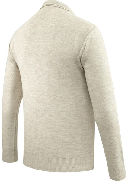 Erkek Polo Yaka Kazak Triko Cepli Çelik Örgü Klasik Kalıp - 5200F fırsatları