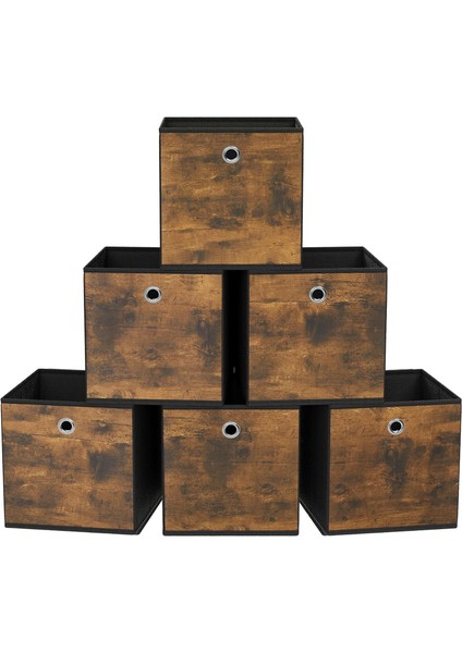 Saklama Kutusu, 6'lı Set, Düzenleme Kutuları, Dokusuz Kumaş, Katlanır Kutu, 26 x 26 x 28 cm
