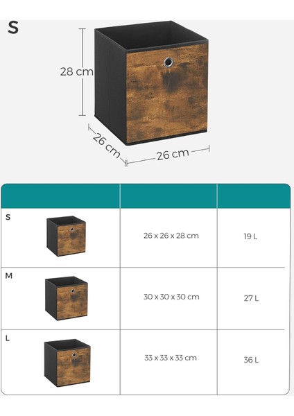 Saklama Kutusu, 6'lı Set, Düzenleme Kutuları, Dokusuz Kumaş, Katlanır Kutu, 26 x 26 x 28 cm fırsatları