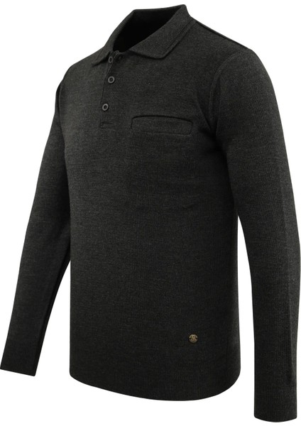 Erkek Polo Yaka Kazak Triko Cepli Çelik Örgü Klasik Kalıp - 5200F modelleri