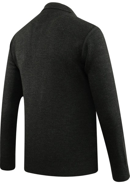 Erkek Polo Yaka Kazak Triko Cepli Çelik Örgü Klasik Kalıp - 5200F fırsatları