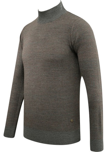 Erkek Yarım Balıkçı Kazak Desenli Çelik Örgü Regular Kalıp - 5206B fiyatları