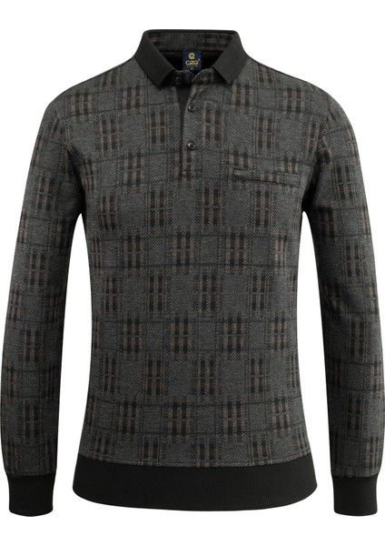 Erkek Polo Yaka Sweat Desenli Cepli Klasik Kalıp - 5231F