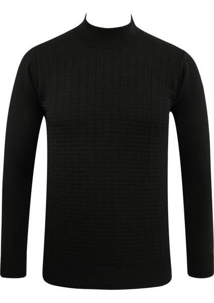 Erkek Yarım Balıkçı Kazak Desenli Çelik Örgü Klasik Kalıp - 5204B