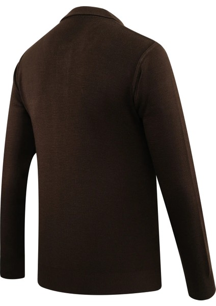 Erkek Polo Yaka Kazak Cepli Desen Çelik Örgü Klasik Kalıp - 5203F fırsatları