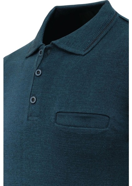 Erkek Polo Yaka Kazak Triko Cepli Çelik Örgü Klasik Kalıp - 5200F modelleri