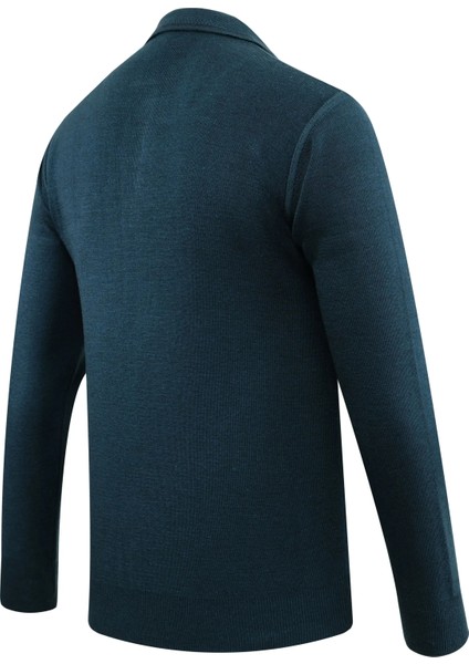 Erkek Polo Yaka Kazak Triko Cepli Çelik Örgü Klasik Kalıp - 5200F fırsatları