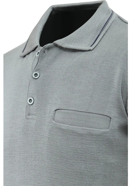 Erkek Polo Yaka Kazak Triko Cepli Çelik Örgü Klasik Kalıp - 5200F modelleri