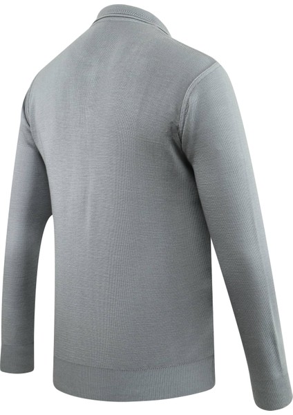 Erkek Polo Yaka Kazak Triko Cepli Çelik Örgü Klasik Kalıp - 5200F fırsatları