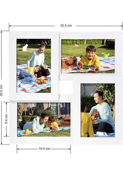 4 Fotoğraf Için Resim Çerçevesi Kolajı, 10 x 15 cm RPF25WT modelleri