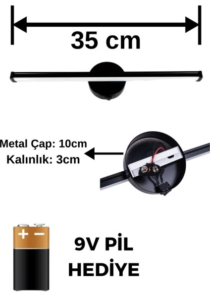 Modern Kablosuz Tak Çalıştır Ledli Pilli Metal Aplik Banyo Tablo Ayna Duvar Aydınlatma Gün Işığı fiyatları