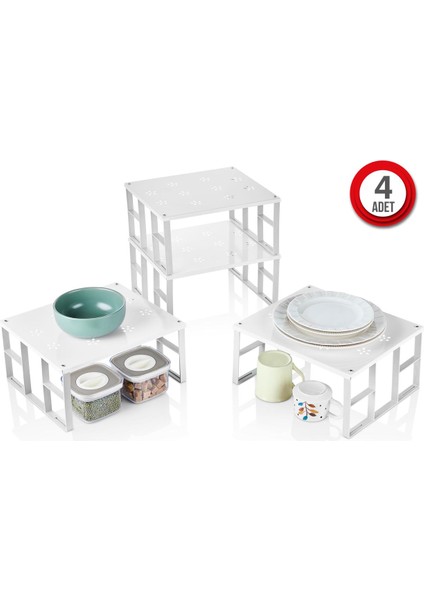 4 Adet Dolap Içi Düzenleyici Raf Tabak Bardak Rafı Metal Kaliteli Raf fiyatları