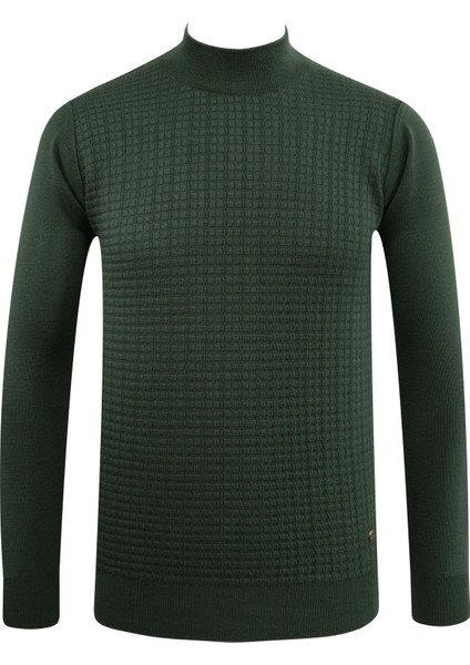 Erkek Yarım Balıkçı Kazak Desenli Çelik Örgü Klasik Kalıp - 5204B