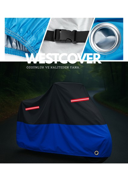 Falcon Runner 125 Arka Çanta Uyumlu (Mavi-Siyah) Kırmızı Reflektörlü Motosiklet Brandası fiyatları