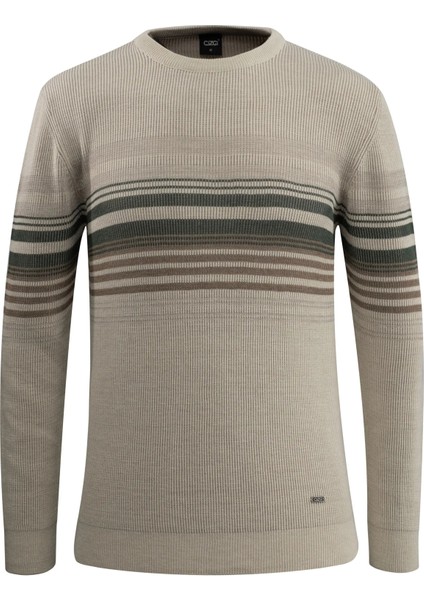 Erkek Sıfır Yaka Kazak Triko Selanik Örgü Desenli Klasik Kalıp - 5245C