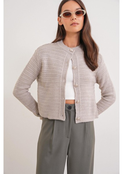 6778 Kadın Links Desenli Crop Triko Hırka Taş fırsatları