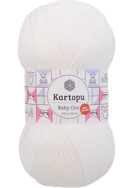 1 Adet Baby One Tüylenmeyen El Örgü İpi Yünü Kar Beyaz K010