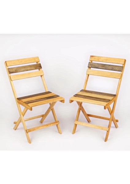 Ahşap Bahçe Sandalyesi,balkon Mutfak Sandalyesi Katlanır Sandalye 2' Li Takım Ceviz-Kiraz
