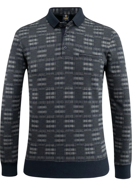 Erkek Polo Yaka Sweat Desenli Cepli Klasik Kalıp - 5231F